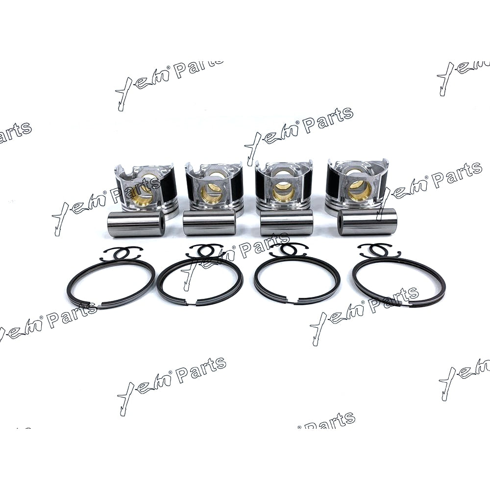 YEM Engine Parts 4 Sets STD Piston ( Clip & Pin) & Ring For Yanmar Komatsu 4TNE106 Engine S4D106 For Yanmar