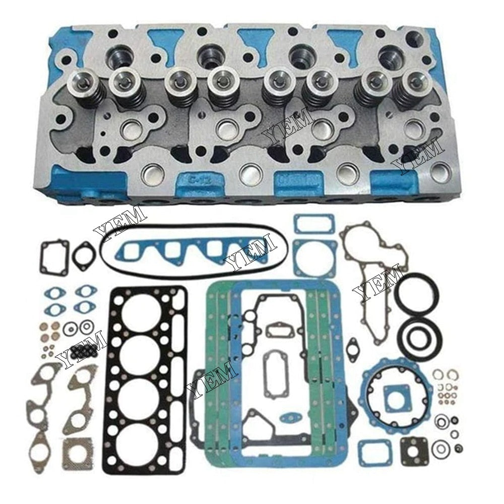 YEM Engine Parts Kubota V1902 Complete Cylinder Head+Full Gasket For Holland Skid Steer L553 L555 For Kubota