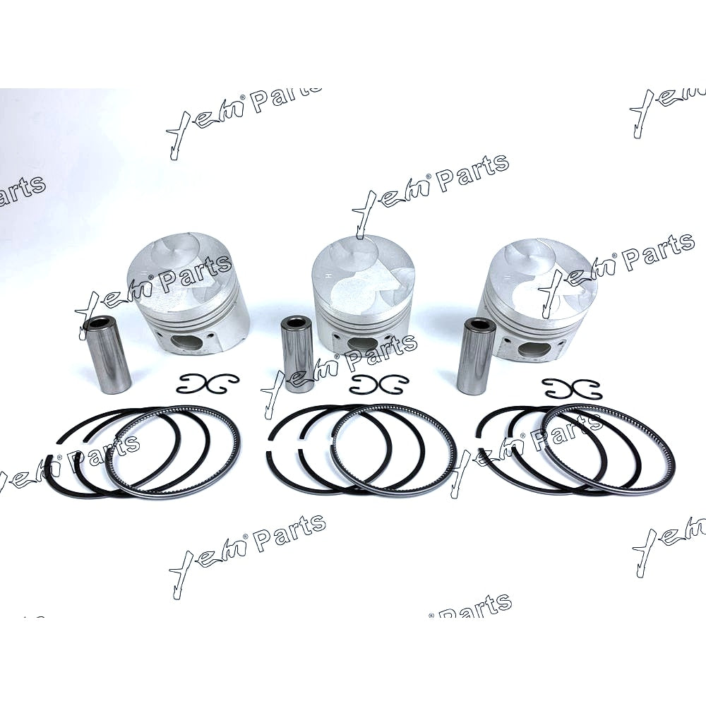 YEM Engine Parts 3 Sets STD Piston Set (Pin & Clip) With Rings For Kubota D905 Engine 16224-21110 For Kubota