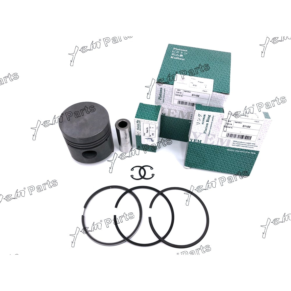 YEM Engine Parts Piston + Ring Kit Set STD 76mm For Kubota D1102 Engine Parts For Kubota