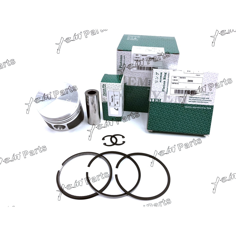 YEM Engine Parts 3 Set STD Piston With Piston Ring 15956-21110 Fit For Kubota D850 Engine For Kubota