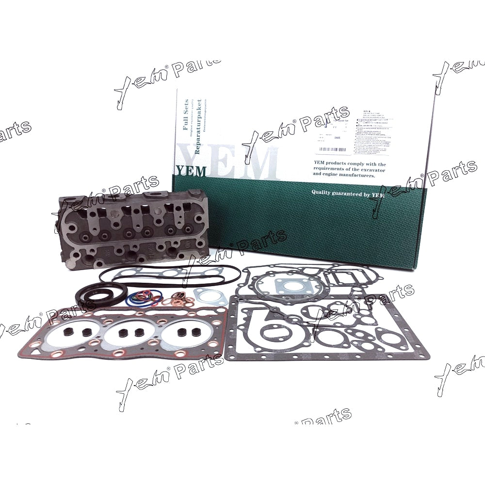 YEM Engine Parts Complete Cylinder Head Assy Valves & Full Gasket Set For Kubota D905 Engine For Kubota