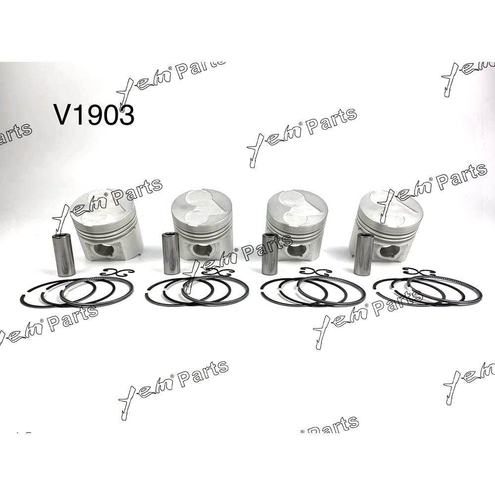 YEM Engine Parts Pistons + Rings Set Kit STD 80mm For Kubota V1903 x4 PCS Engine Parts For Kubota