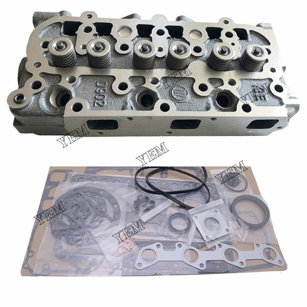 YEM Engine Parts D902 Complete Cylinder Head with Valves +Full Gasket Kit for Kubota RTV900 For Kubota