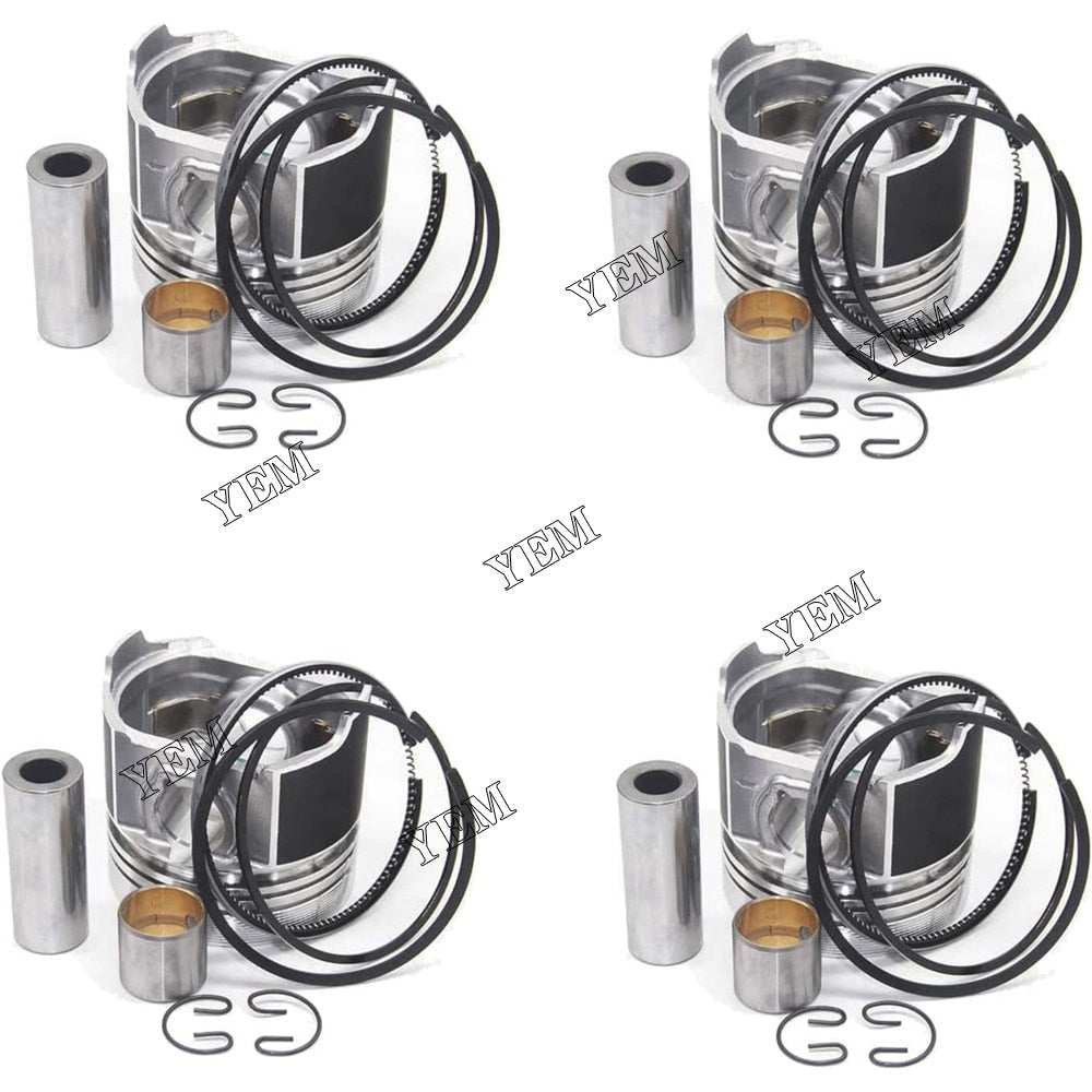 YEM Engine Parts 4 PCS STD Piston & ring For Kubota V3307 M6040 Tractor S630 S650 Bobcat Skid For Kubota