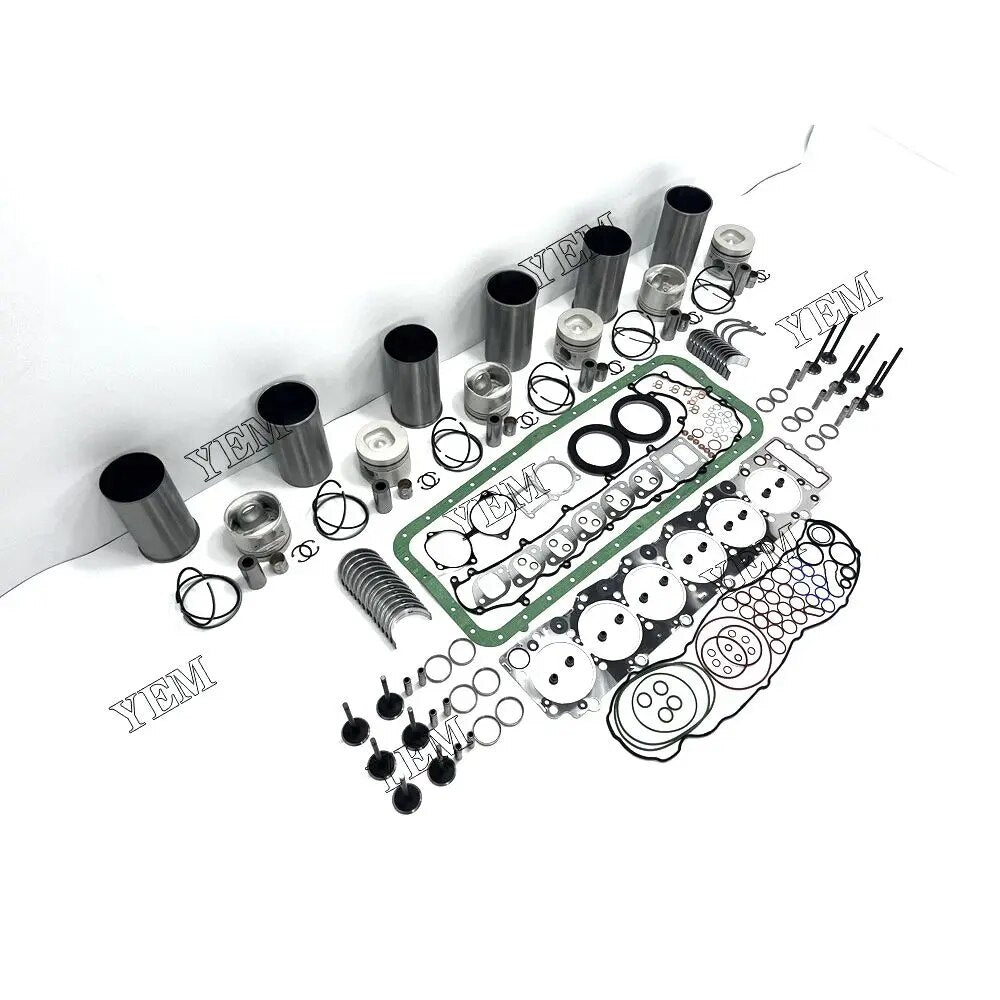 For Isuzu excavator engine 6HE1 Engine Cylinder Liner Kit With Full Gasket Kit Engine Bearings Set Valves YEMPARTS