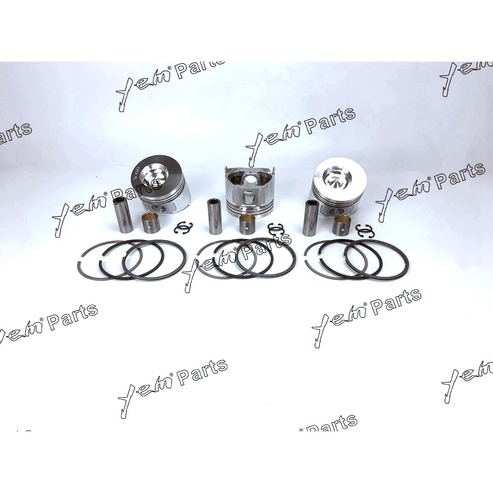 YEM Engine Parts 3 Sets STD Piston Set (Clip & Pin) With Rings For Yanmar 3TNE82 3TNE82A engine For Yanmar