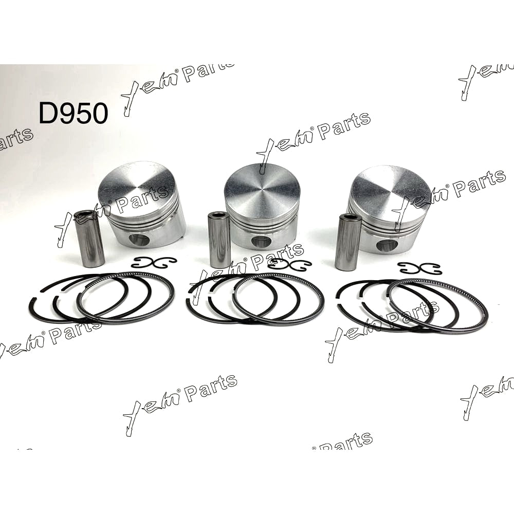 YEM Engine Parts Piston + Ring Kit Set Oversize 75mm (+0.50mm) For Kubota D950 x3 PCS Engine Parts For Kubota