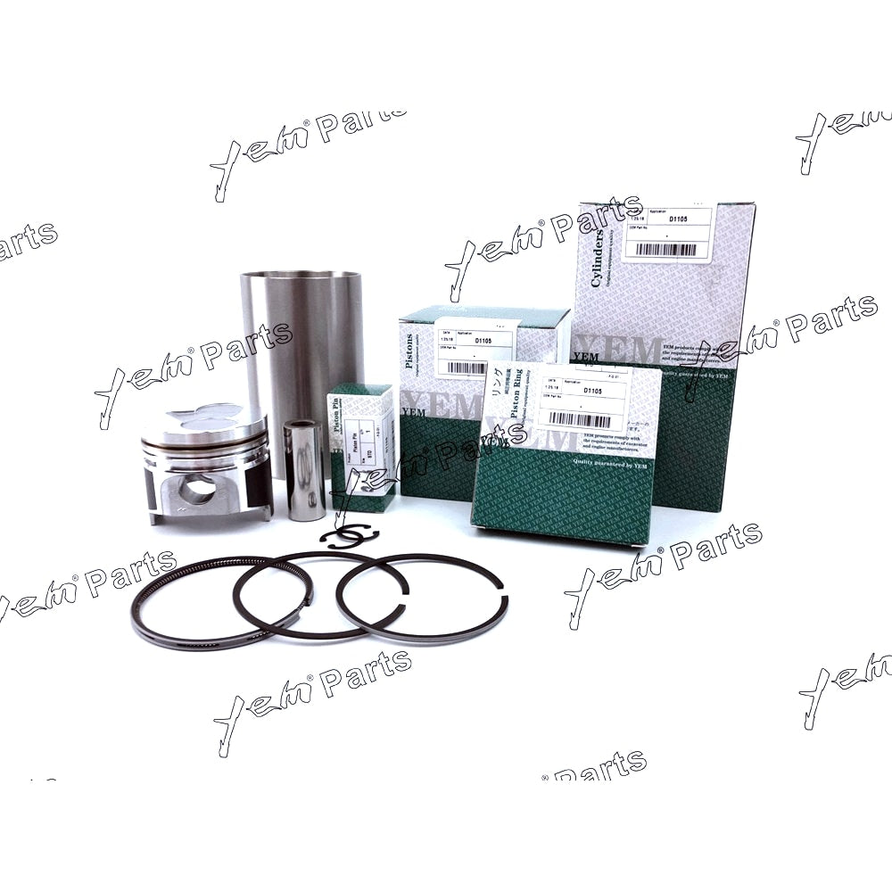 YEM Engine Parts Liner Piston Kit Set STD For Kubota D1105 (Liner+Piston+Ring+Pin Bush x3) Engine Parts For Kubota