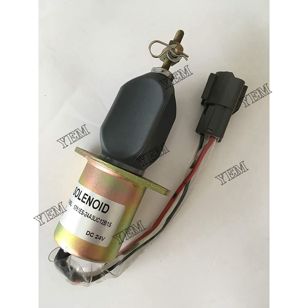 YEM Engine Parts Yanmar Fuel Shutdown solenoid 1751ES-24A3UC12B1S 24 Vdc Fit For Excavator R60-5 For Yanmar