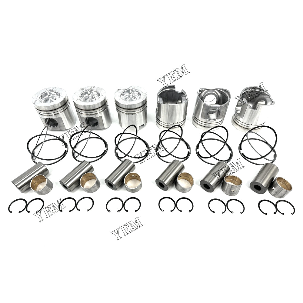 Fast Shipping 6PCS 6D125 Piston With Rings For Komatsu engine spare parts YEMPARTS