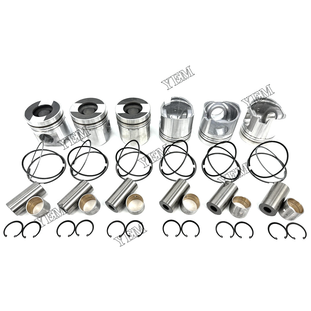 Fast Shipping 6PCS 6D125 Piston With Rings For Komatsu Engine engine spare parts YEMPARTS