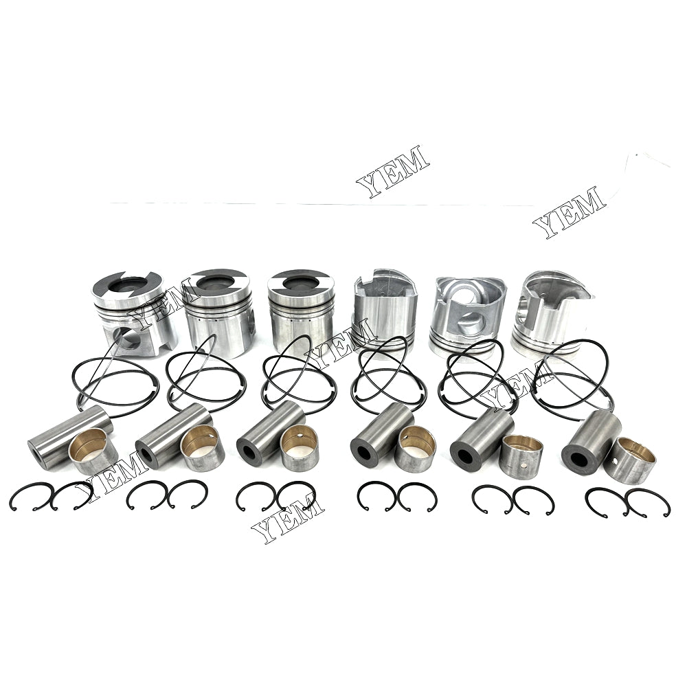 Fast Shipping 6PCS 6D125 Piston With Rings For Komatsu Engine engine spare parts YEMPARTS